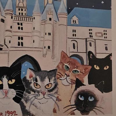 Four Unique Cat Themed Prints by AVL Local Artist Elizabeth McAfee (LR-JS)