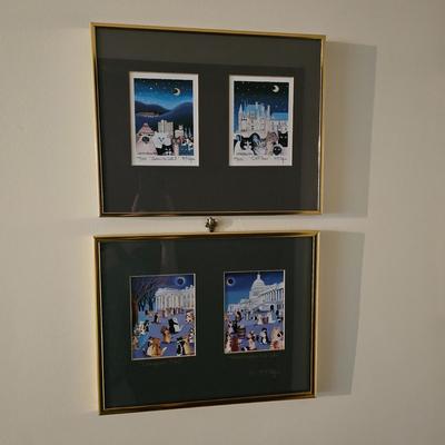 Four Unique Cat Themed Prints by AVL Local Artist Elizabeth McAfee (LR-JS)