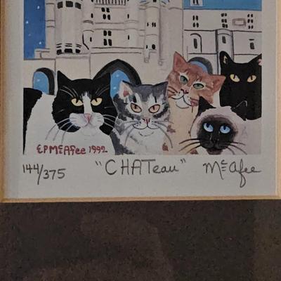 Four Unique Cat Themed Prints by AVL Local Artist Elizabeth McAfee (LR-JS)