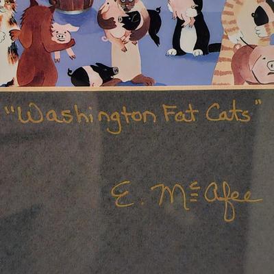 Four Unique Cat Themed Prints by AVL Local Artist Elizabeth McAfee (LR-JS)