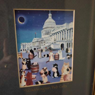 Four Unique Cat Themed Prints by AVL Local Artist Elizabeth McAfee (LR-JS)