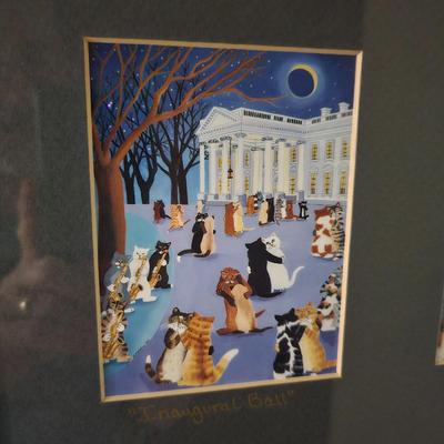 Four Unique Cat Themed Prints by AVL Local Artist Elizabeth McAfee (LR-JS)