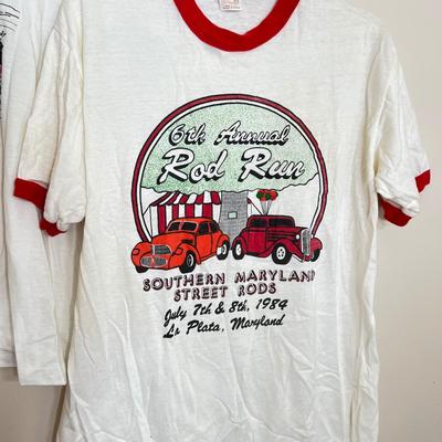 5 Vintage T-Shirts, Tshirts - Ringer, Hot Rod, Race Car, Quaker State