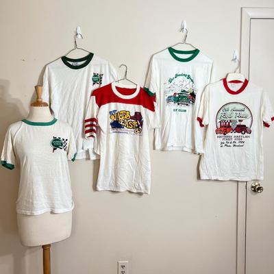 5 Vintage T-Shirts, Tshirts - Ringer, Hot Rod, Race Car, Quaker State