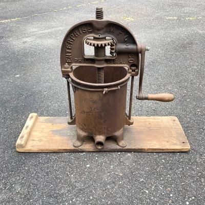 LOT 69: Antique Enterprise Mfg Co Phila USA Cast Iron Sausage / Fruit Press
