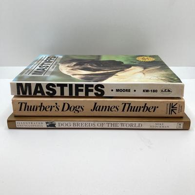 LOT 71: Pair of Brass Shepherd Dog Book Ends with Collection of Dog Related Books and More