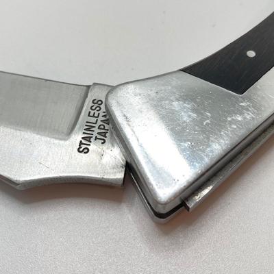 LOT 73: Pair of Sharp 300 Folding Knives with Leather Sheaths
