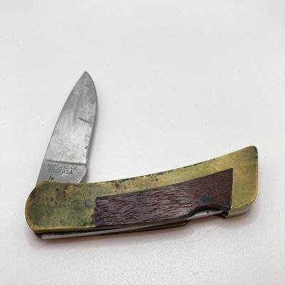LOT 74: Vintage Gerber Portland, OR 97223 USA Folding Knife with Leather Sheath