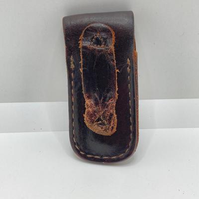 LOT 74: Vintage Gerber Portland, OR 97223 USA Folding Knife with Leather Sheath