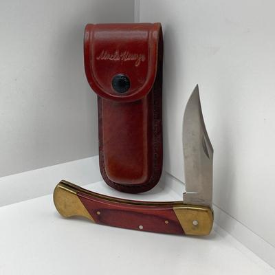 LOT 75: Vintage Uncle Henry Schrade Folding Knife with Leather Sheath