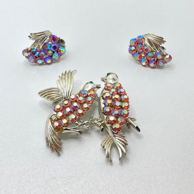 LOT 79: Vintage Jewelry and More - Coro Brooches, Love Birds Set and Tortoise Shell with Overlay Hair Comb