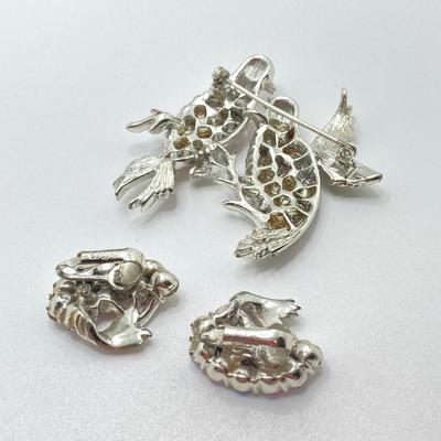 LOT 79: Vintage Jewelry and More - Coro Brooches, Love Birds Set and Tortoise Shell with Overlay Hair Comb