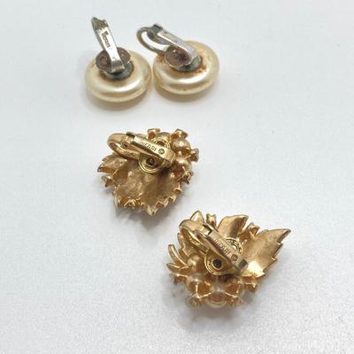 LOT 80: Vintage Clip-on / Screw Back Earring Collection - Crown Trifari, Coro and More