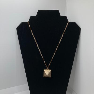 LOT 81: Vintage Gold Tone Jewelry Collection - Talisman Guild 1976 Pyramid Pendant Necklace, Articulated Owl Necklace,