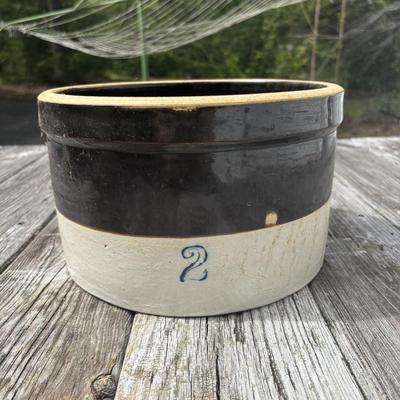 LOT 87: Vintage #2 Two-Tone Stoneware Crock