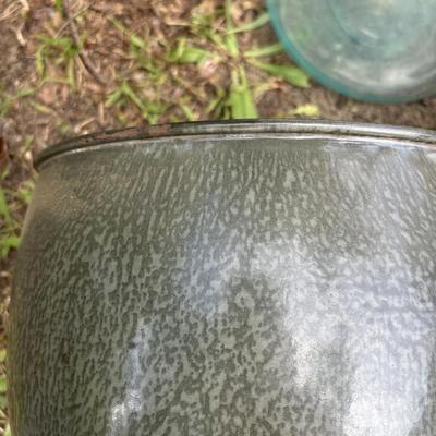 LOT 88: Vintage Enamelware, Glass Water Jug & Aluminum Pot