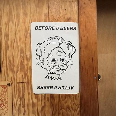 LOT 97: Vintage Signs & Ephemera - Wally Wood Disneyland Erotic Art, Before and After Beer Sign & 1970s Tommy Toilet Poster