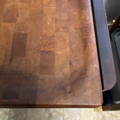LOT 108: Butcher Block Table & Cutting Board