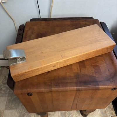 LOT 108: Butcher Block Table & Cutting Board