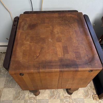 LOT 108: Butcher Block Table & Cutting Board