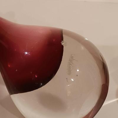 LOT 112: Vintage Chribska-Style Art Glass Vase with Ruby Red Art Glass Bud Vases