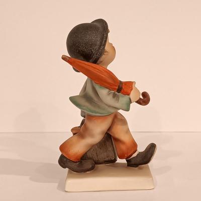 LOT 113: Hummel Goebel Merry Wanderer and For Father Figurines with Hummel Ornament & Painted Wood Die Cuts