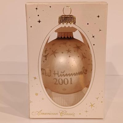 LOT 113: Hummel Goebel Merry Wanderer and For Father Figurines with Hummel Ornament & Painted Wood Die Cuts