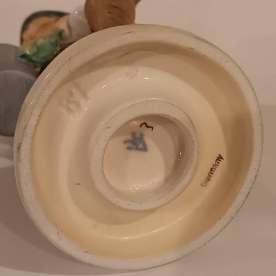 LOT 113: Hummel Goebel Merry Wanderer and For Father Figurines with Hummel Ornament & Painted Wood Die Cuts