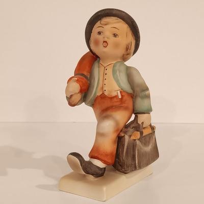 LOT 113: Hummel Goebel Merry Wanderer and For Father Figurines with Hummel Ornament & Painted Wood Die Cuts