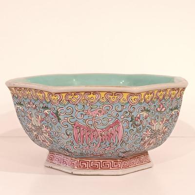LOT 114: Vintage Chinese Republic Period-Style Enameled Pheonix Bowl, AAA Imports Hand Painted Floral Bowl & Mikasa-Style Floral Bowl