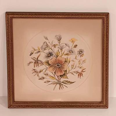 LOT 116: E.J.S. Company Floral Art with Hand Painted Vase