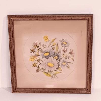LOT 116: E.J.S. Company Floral Art with Hand Painted Vase