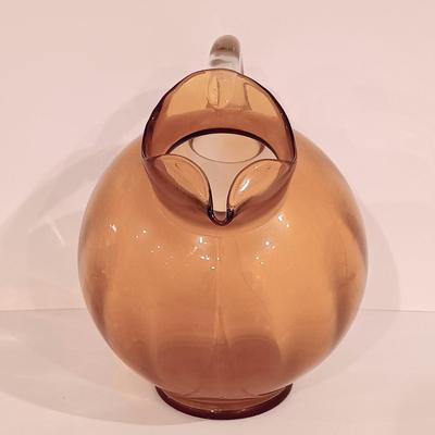 LOT 119: Vintage Cambridge-Style Amber Gold Glass Pitcher & Tumblers
