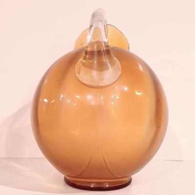 LOT 119: Vintage Cambridge-Style Amber Gold Glass Pitcher & Tumblers
