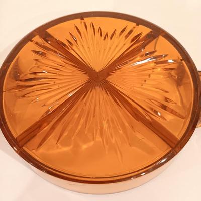 LOT 120: Vintage Cambridge-Style Amber Gold Ice Bucket, Sugar Bowl, Creamer & More
