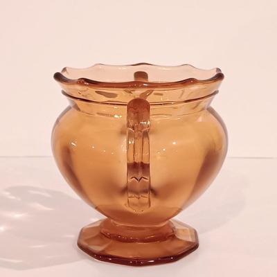 LOT 120: Vintage Cambridge-Style Amber Gold Ice Bucket, Sugar Bowl, Creamer & More