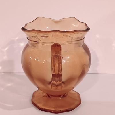 LOT 120: Vintage Cambridge-Style Amber Gold Ice Bucket, Sugar Bowl, Creamer & More
