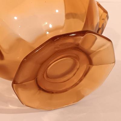 LOT 120: Vintage Cambridge-Style Amber Gold Ice Bucket, Sugar Bowl, Creamer & More