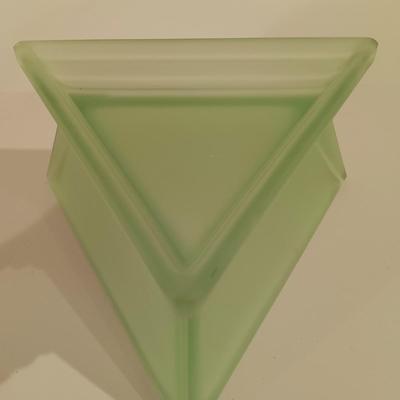 LOT 121: Blown Glass Swan, Murano-Style Trifold Bowl, Frosted Green Glass Triangle Powder Box & More