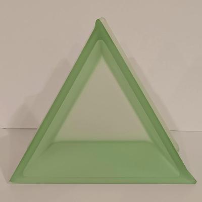 LOT 121: Blown Glass Swan, Murano-Style Trifold Bowl, Frosted Green Glass Triangle Powder Box & More
