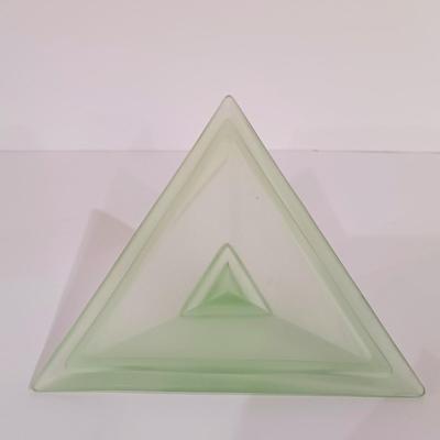 LOT 121: Blown Glass Swan, Murano-Style Trifold Bowl, Frosted Green Glass Triangle Powder Box & More