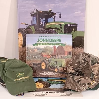 LOT 125: John Deere Tractor Hats, Books & Vintage Calendar