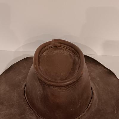 LOT 127: Savile Row Size Medium Leather Jacket & Leather Cowboy Hat