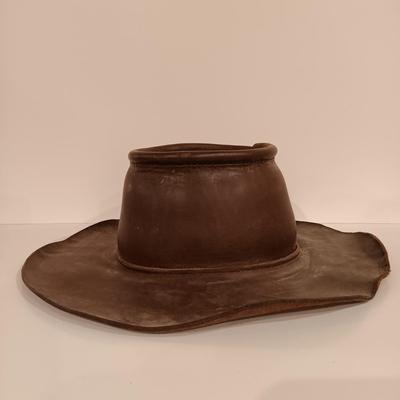LOT 127: Savile Row Size Medium Leather Jacket & Leather Cowboy Hat