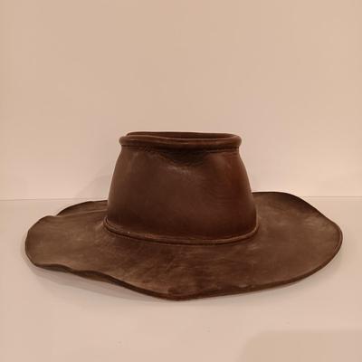 LOT 127: Savile Row Size Medium Leather Jacket & Leather Cowboy Hat