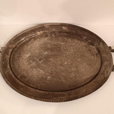 LOT 128: Silver on Copper Teapot, Creamer, Sugar Bowl & Tea Tray