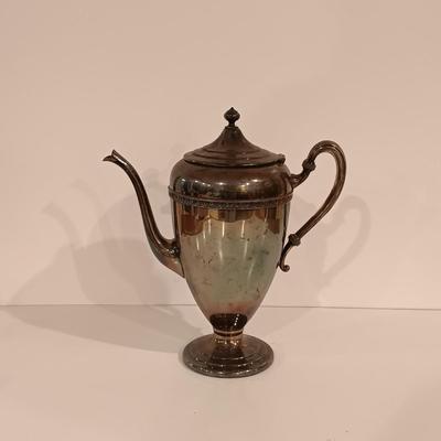 LOT 128: Silver on Copper Teapot, Creamer, Sugar Bowl & Tea Tray