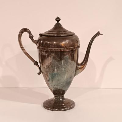 LOT 128: Silver on Copper Teapot, Creamer, Sugar Bowl & Tea Tray