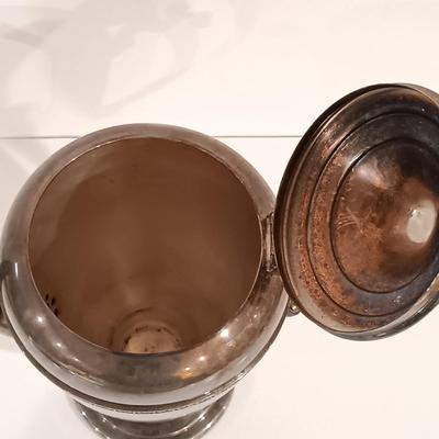 LOT 128: Silver on Copper Teapot, Creamer, Sugar Bowl & Tea Tray