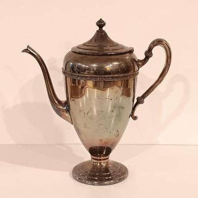LOT 128: Silver on Copper Teapot, Creamer, Sugar Bowl & Tea Tray